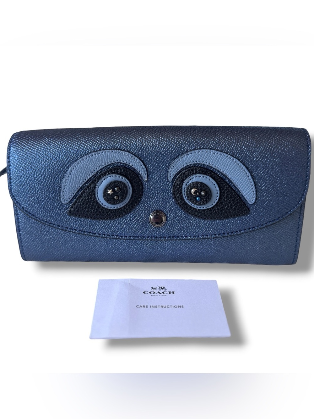 Coach Ace Bear Slim Envelope Wallet Metallic Navy NWOT Rare Novelty - Picture 2 of 16